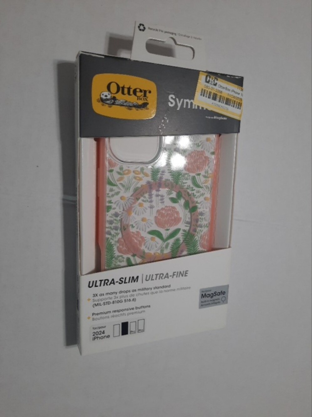 OtterBox Symmetry Series Floral iPhone 16 Plus Case - Coral Pink & Green